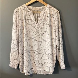 White blouse with black floral print